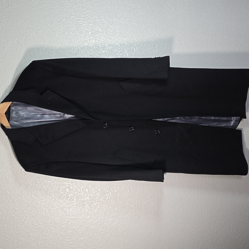 Metropolitan View Men's Black Wool Overcoat
